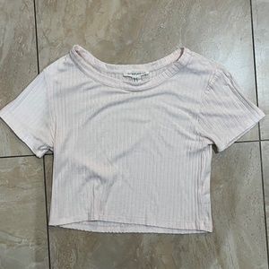 Forever 21 Pastel pink ribbed short sleeve top medium